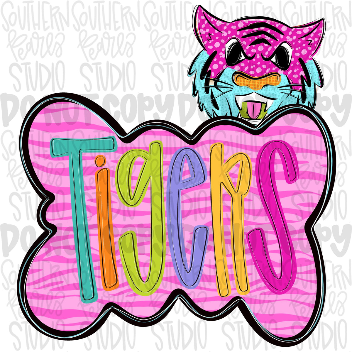 Colorful zebra cloud design with Mascot | tigers | Sublimation Design | Digital Download | Women’s, Kids Shirt PNG