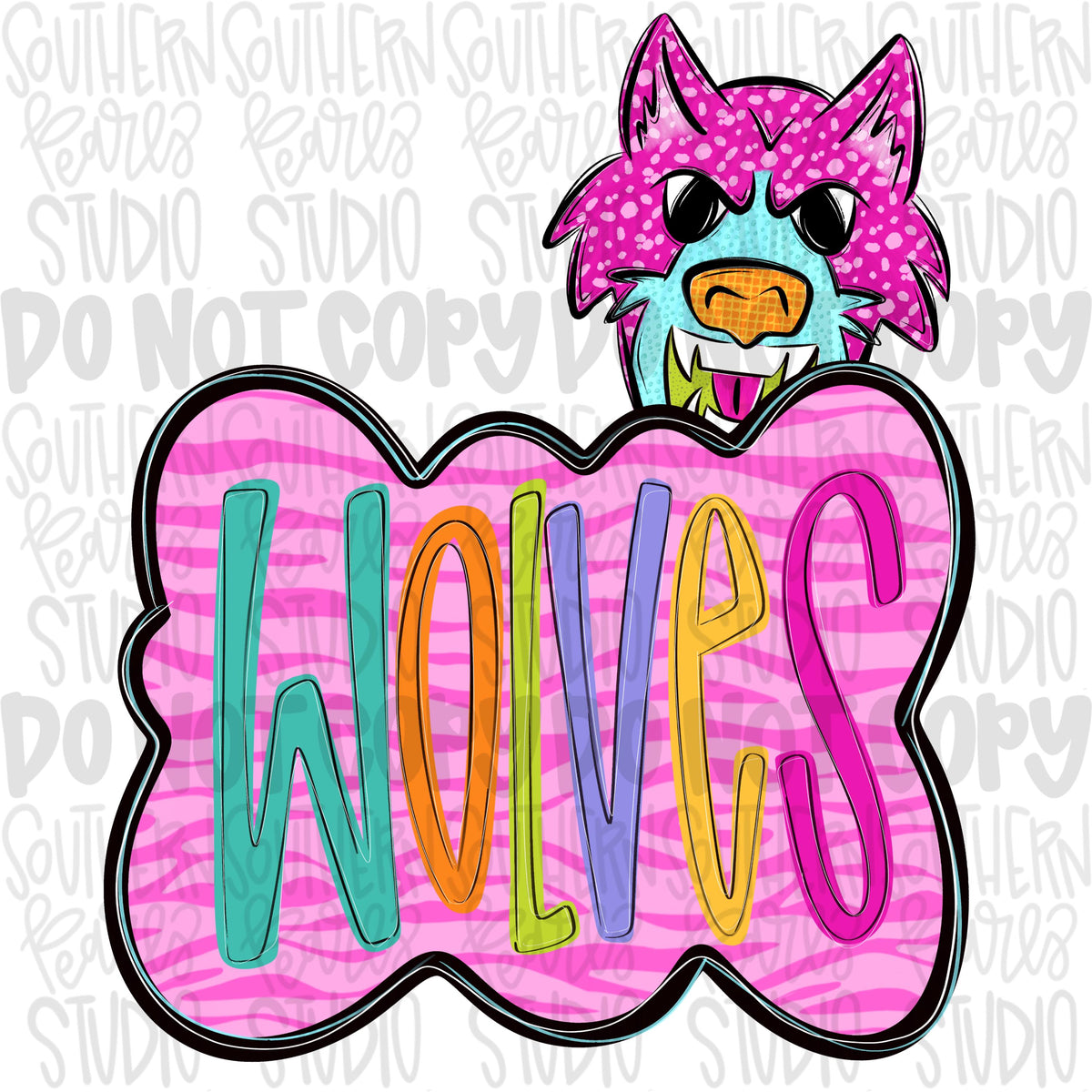 Colorful zebra cloud design with Mascot | wolves | Sublimation Design | Digital Download | Women’s, Kids Shirt PNG