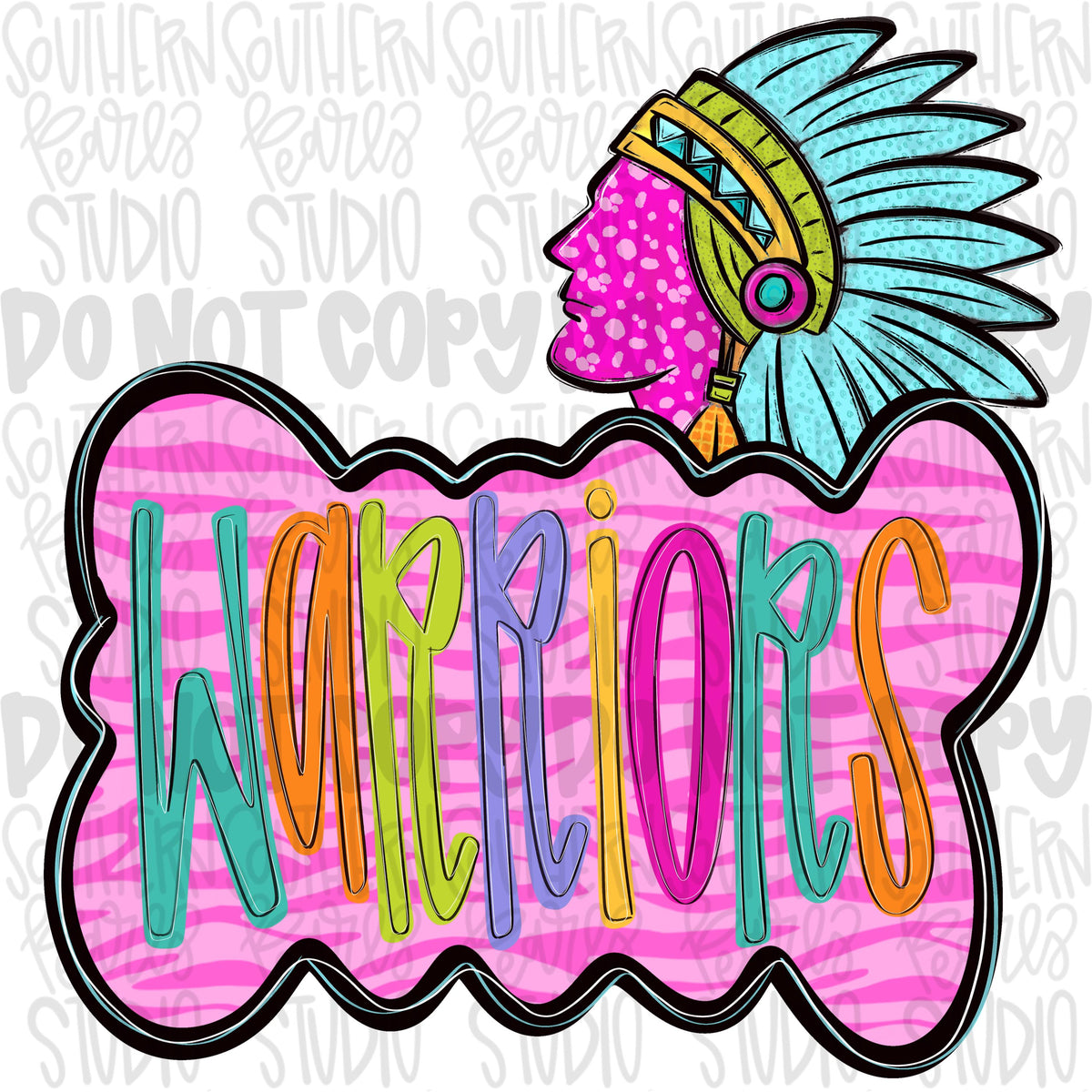 Colorful zebra cloud design with Mascot | warriors | Sublimation Design | Digital Download | Women’s, Kids Shirt PNG