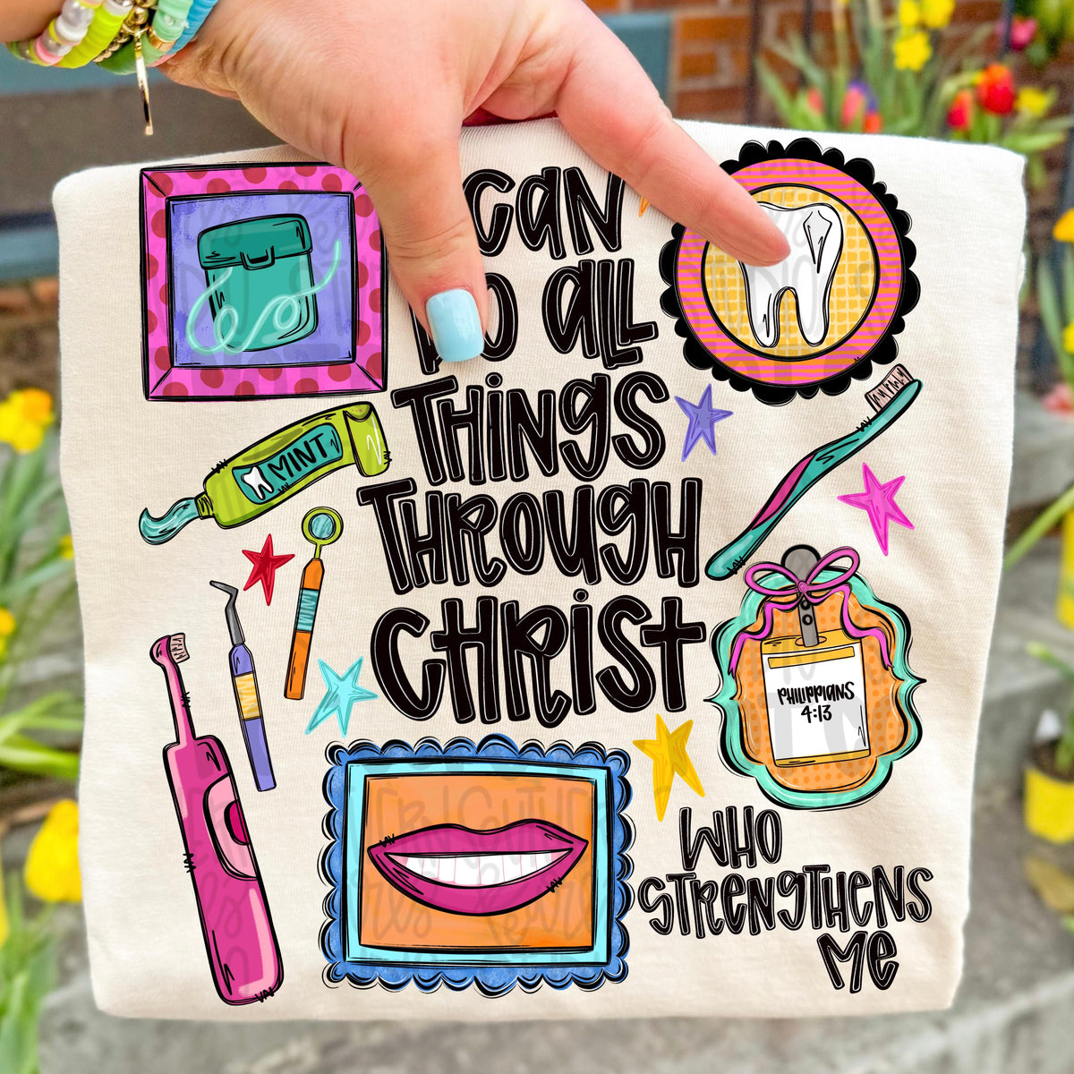 I can do all things through Christ who strengthens me dental png design, occupations | Bible verse | Digital Download | Womens png design