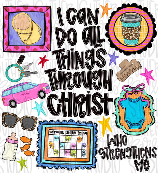 I can do all things through Christ who strengthens me mom mother png design, occupations | Bible verse | Digital Download | Women png design
