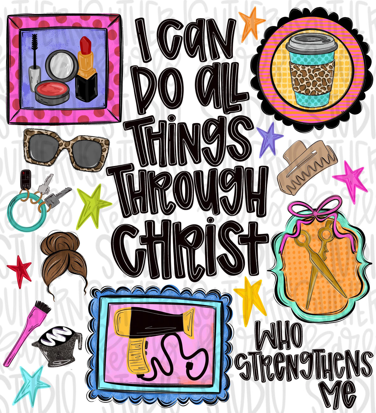 I can do all things through Christ who strengthens me cosmetologist png design, occupations | Bible verse | Digital Download | Womens png