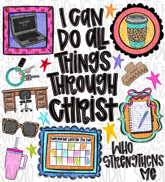 I can do all things through Christ who strengthens me secretary png design, occupations | Bible verse | Digital Download | Womens png