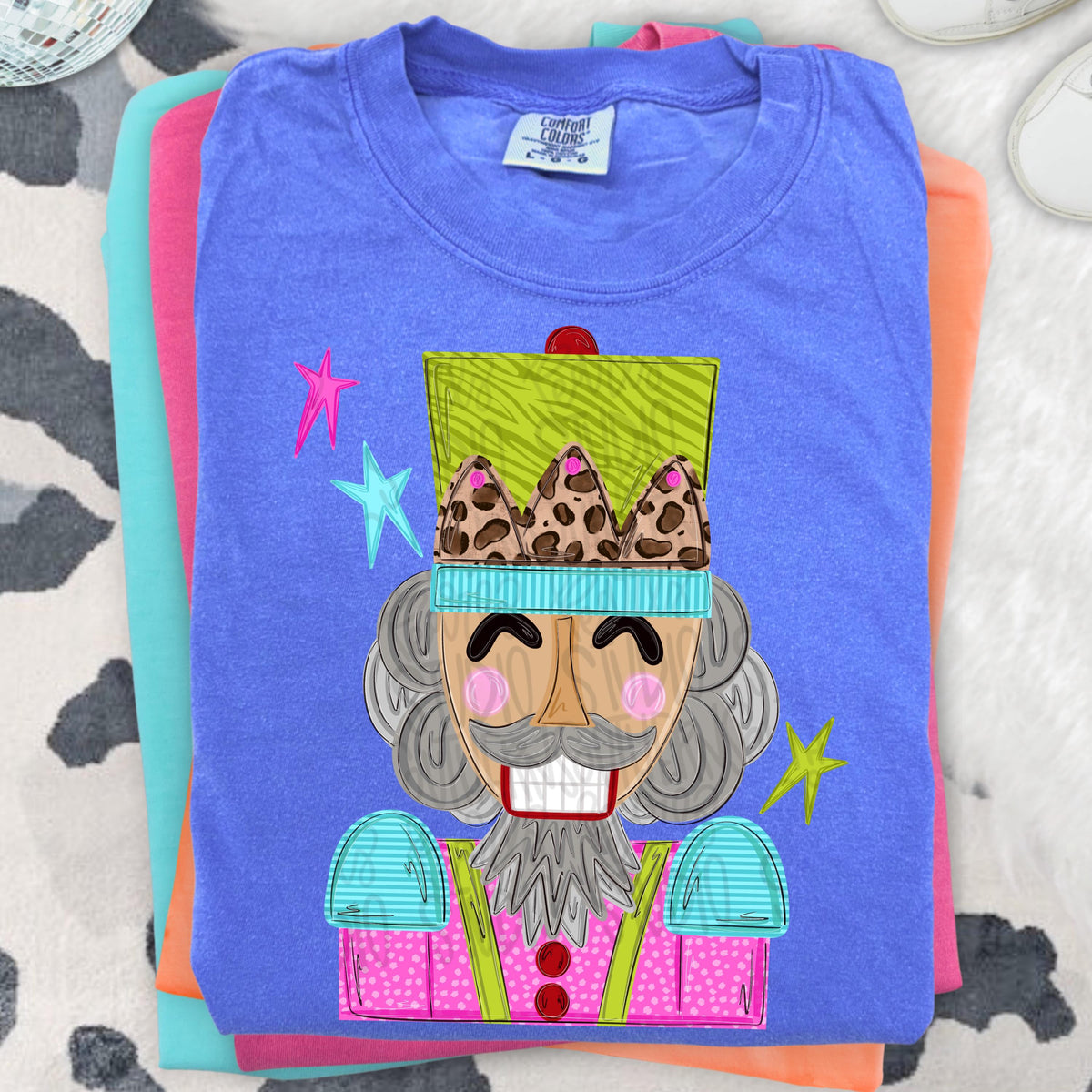 Colorful nutcracker png design | pinks green blues leopard |Christmas png | Sublimation Design | Digital Download | Women’s Kids Shirt PNG