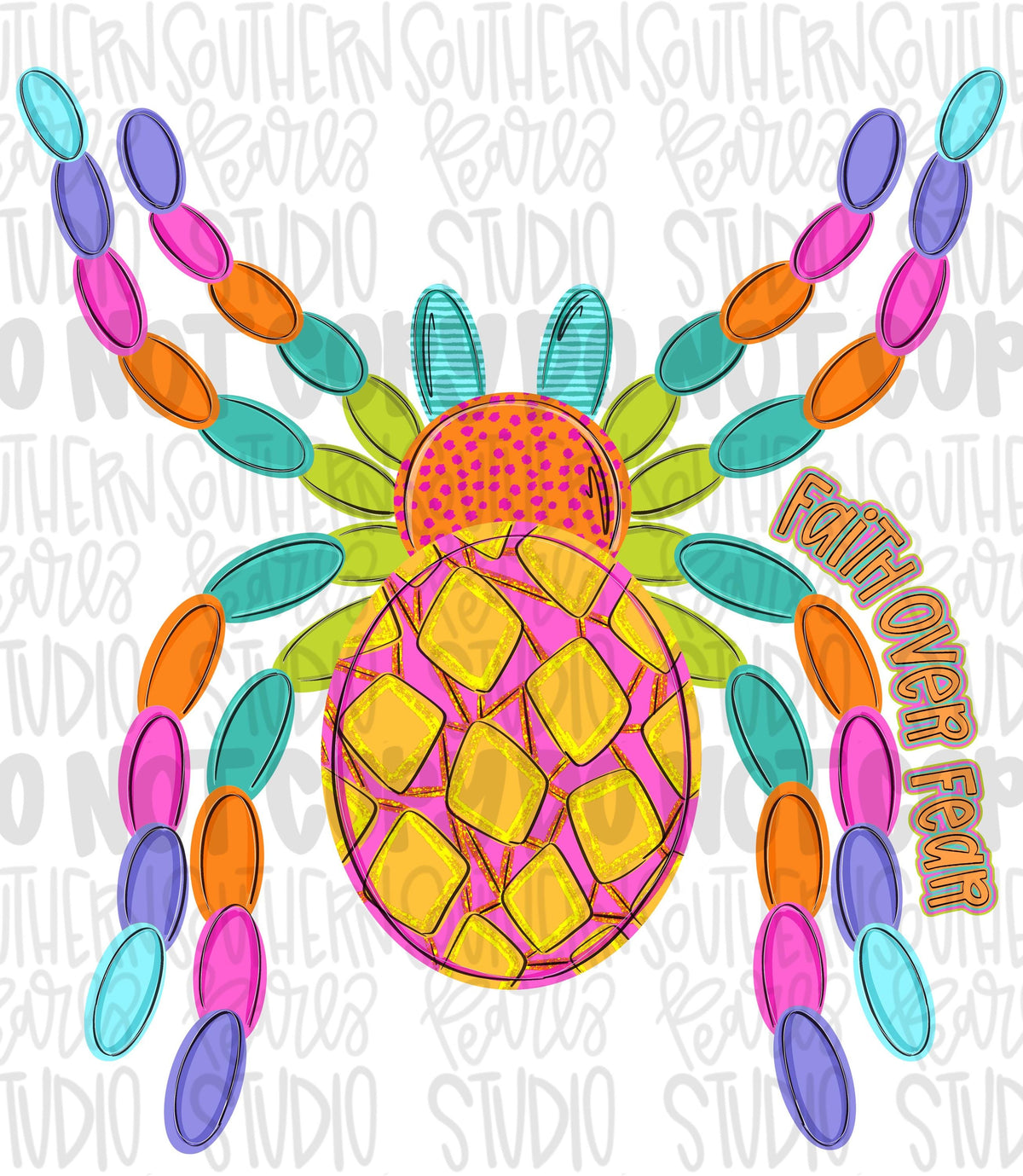 Faith over fear Colorful spider png design Halloween png design Sublimation Design (Digital Download)