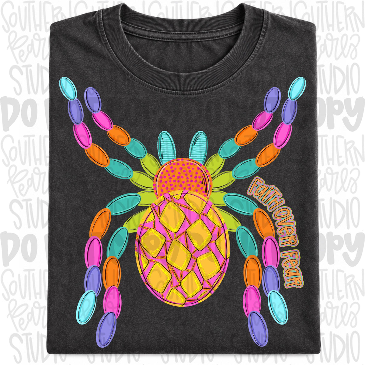 Faith over fear Colorful spider png design Halloween png design Sublimation Design (Digital Download)