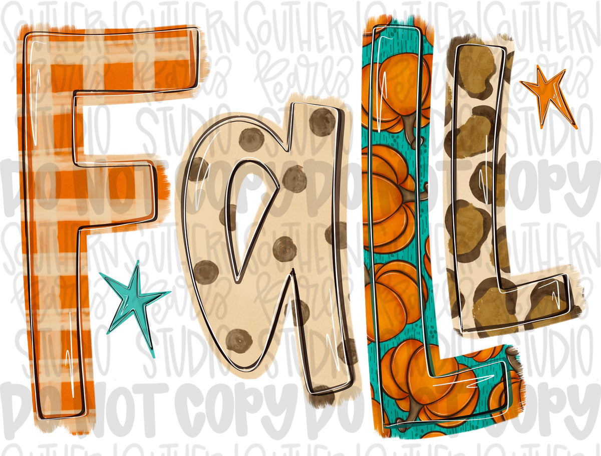 Fall printed lettering png design | plaid polka dots pumpkin leopard | Sublimation Design | Digital Download | Women’s, Kids Shirt PNG