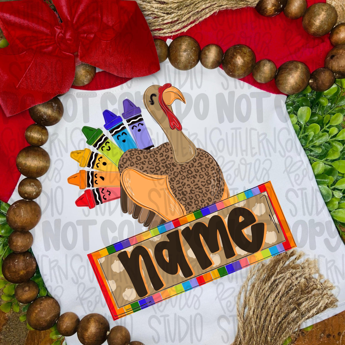 Girl turkey with crayons and name patch png design | fall png | Sublimation Design | Digital Download | Womens Kids PNG