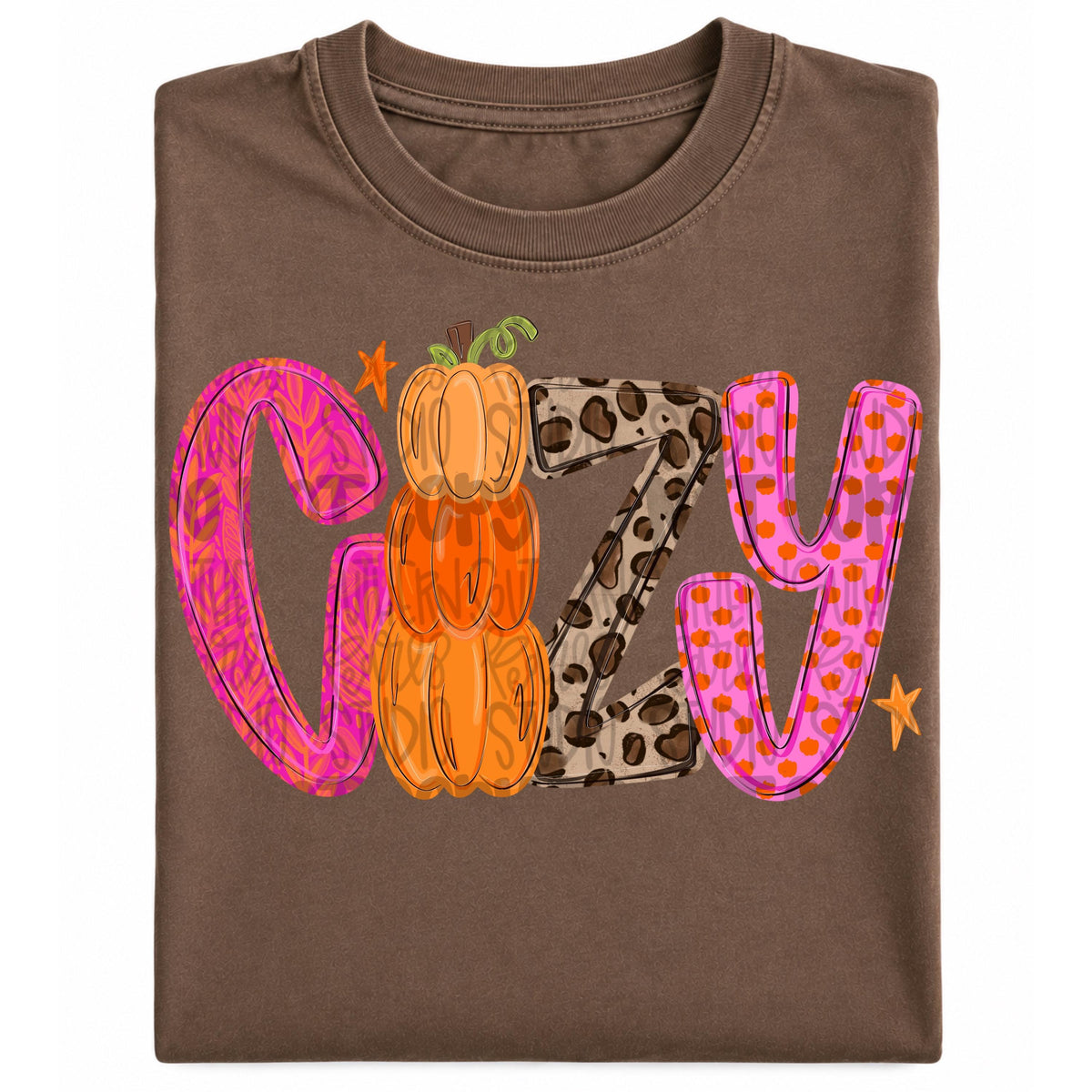 Cozy lettering with pumpkin stack design | fall png design | Sublimation Design | Digital Download | Women’s, Kids Shirt PNG