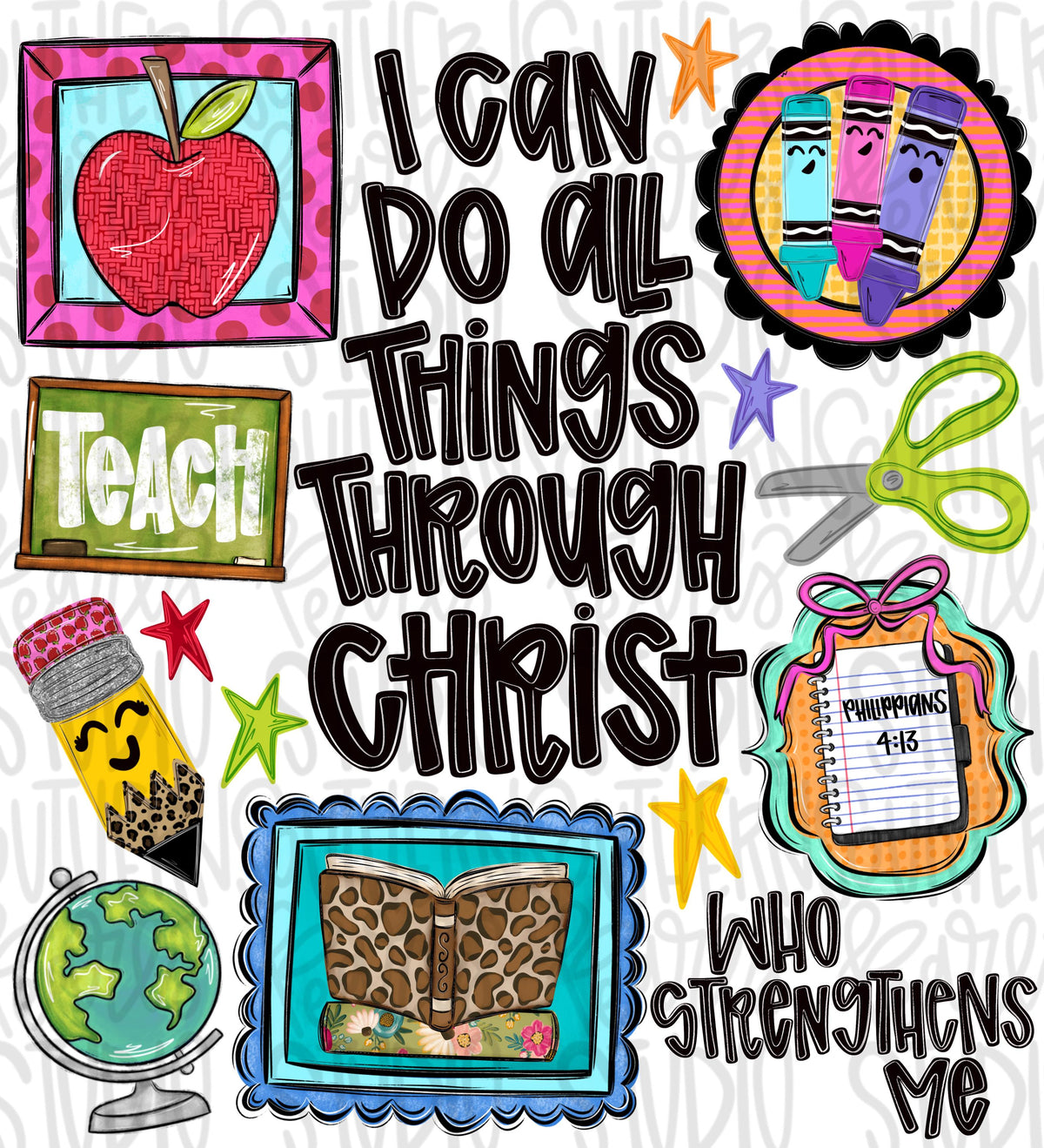 I can do all things through Christ who strengthens me teacher png design, occupations | Bible verse | Digital Download | Womens png design