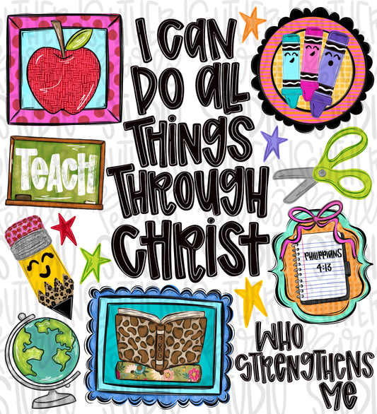 I can do all things through Christ who strengthens me teacher png design, occupations | Bible verse | Digital Download | Womens png design