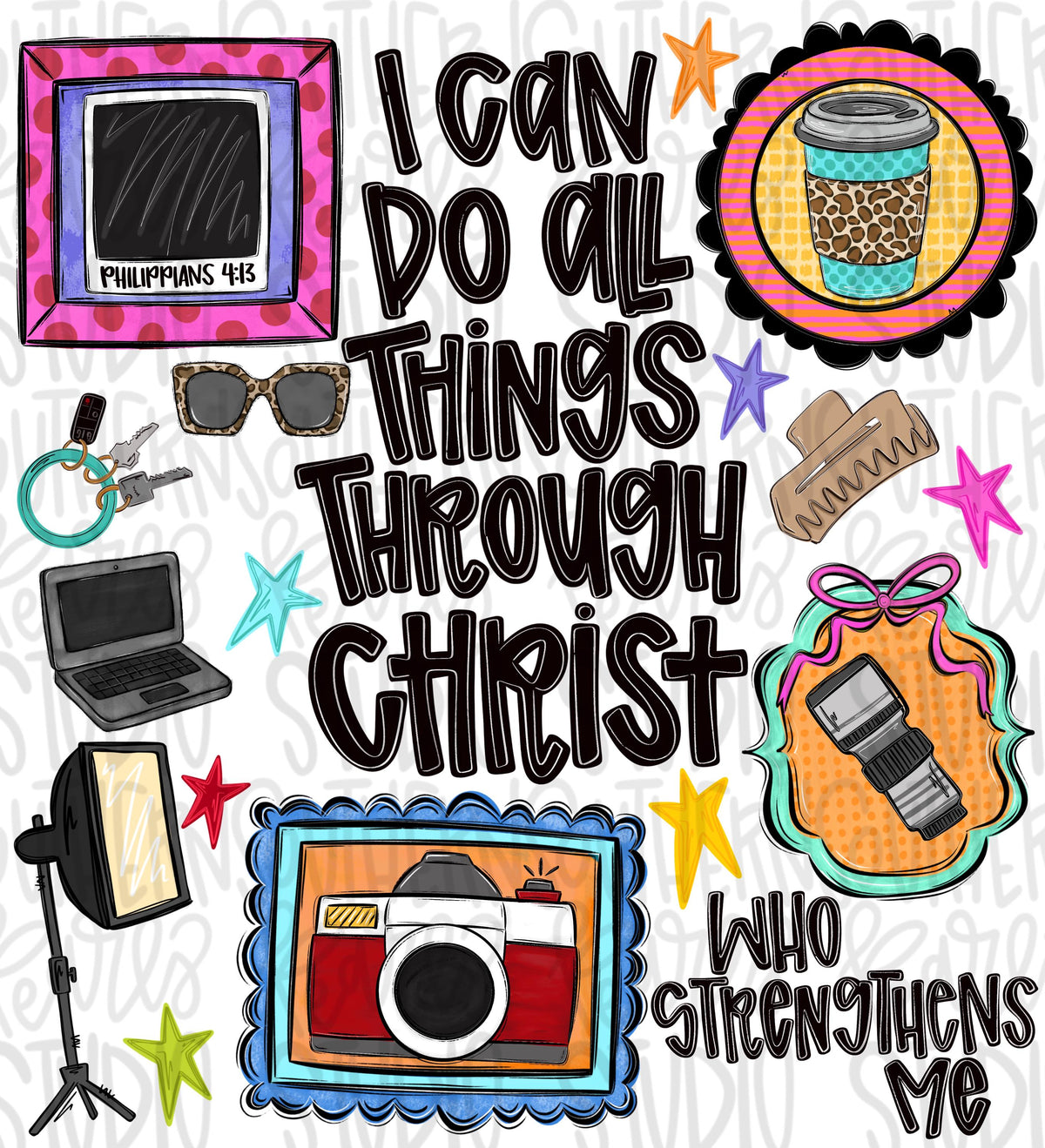 I can do all things through Christ who strengthens me photographer png design occupations | Bible verse |Digital Download | Women png design