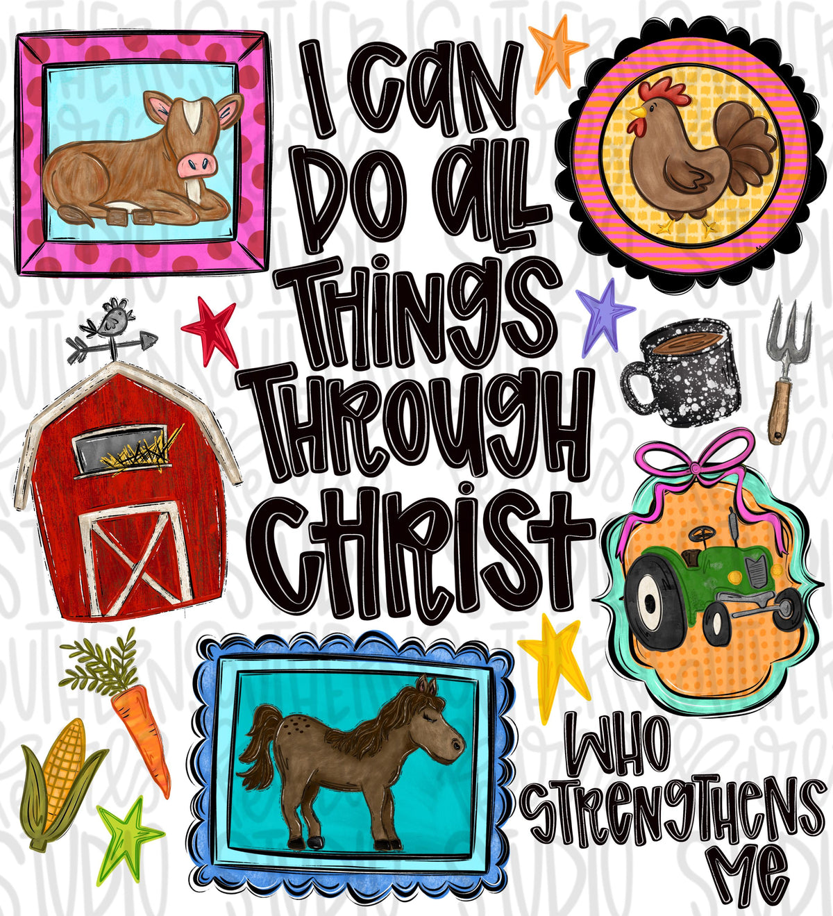 I can do all things through Christ who strengthens me farm png design, occupations | Bible verse | Digital Download | Womens png design