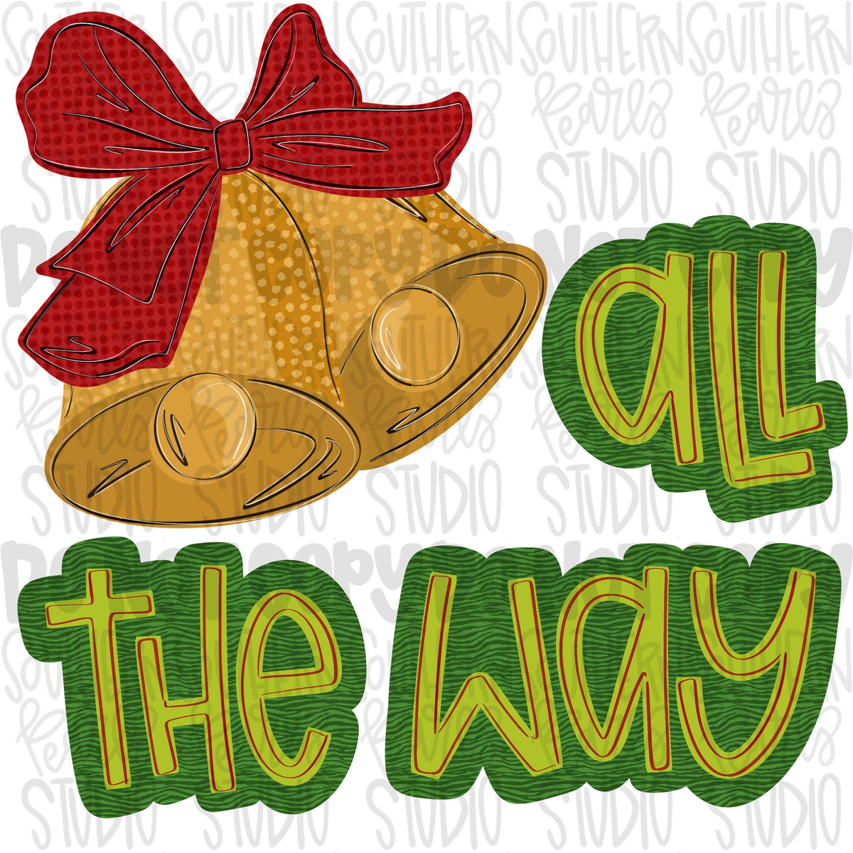 Jingle all the way png design | Christmas png | gold jingle bells with red bow | Sublimation Design | Digital Download | Womens Kids PNG