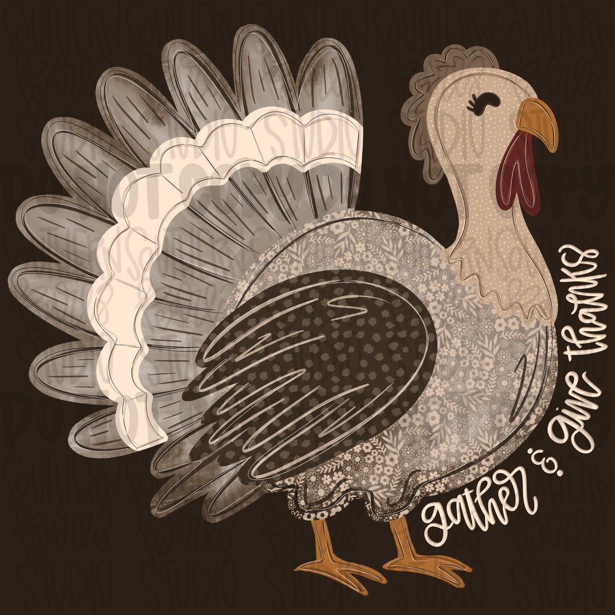 Gather and Give thanks Turkey png design | fall png | Sublimation Design | Digital Download | Womens Kids PNG