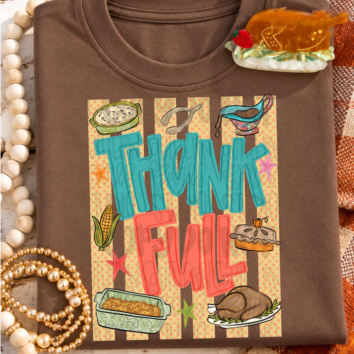 Thank Full Thanksgiving meal and foods png design | fall png thankful png stripes | Sublimation Design | Digital Download | Womens Kids PNG