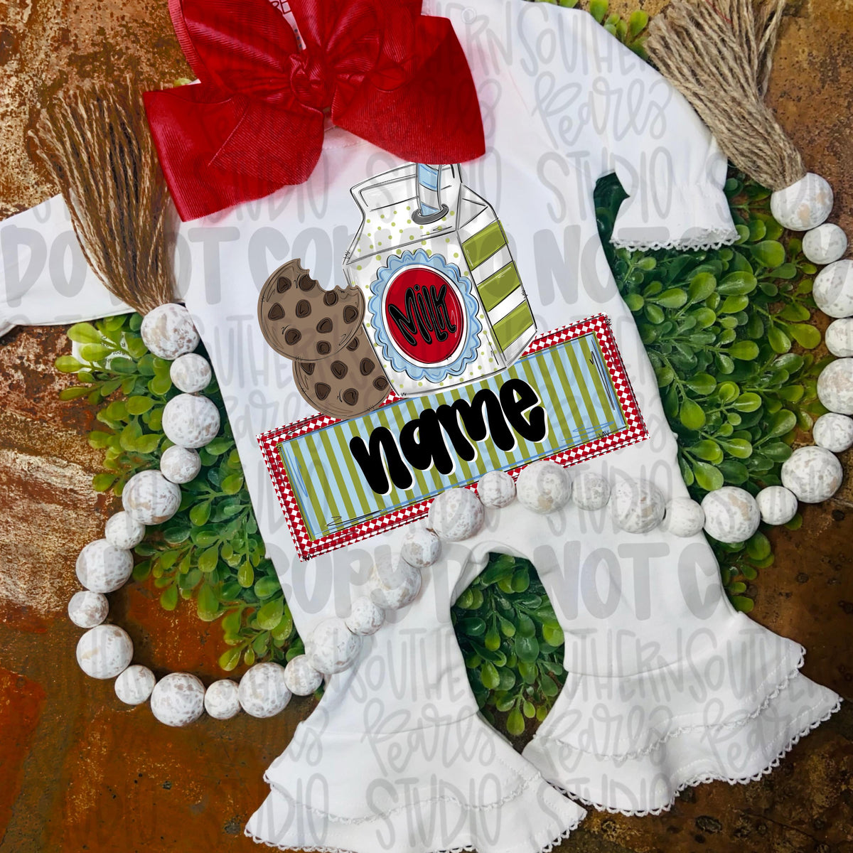 Milk and cookies with Name Patch girly png | Christmas png design | Sublimation Design | Digital Download | Women’s, Kids Shirt PNG