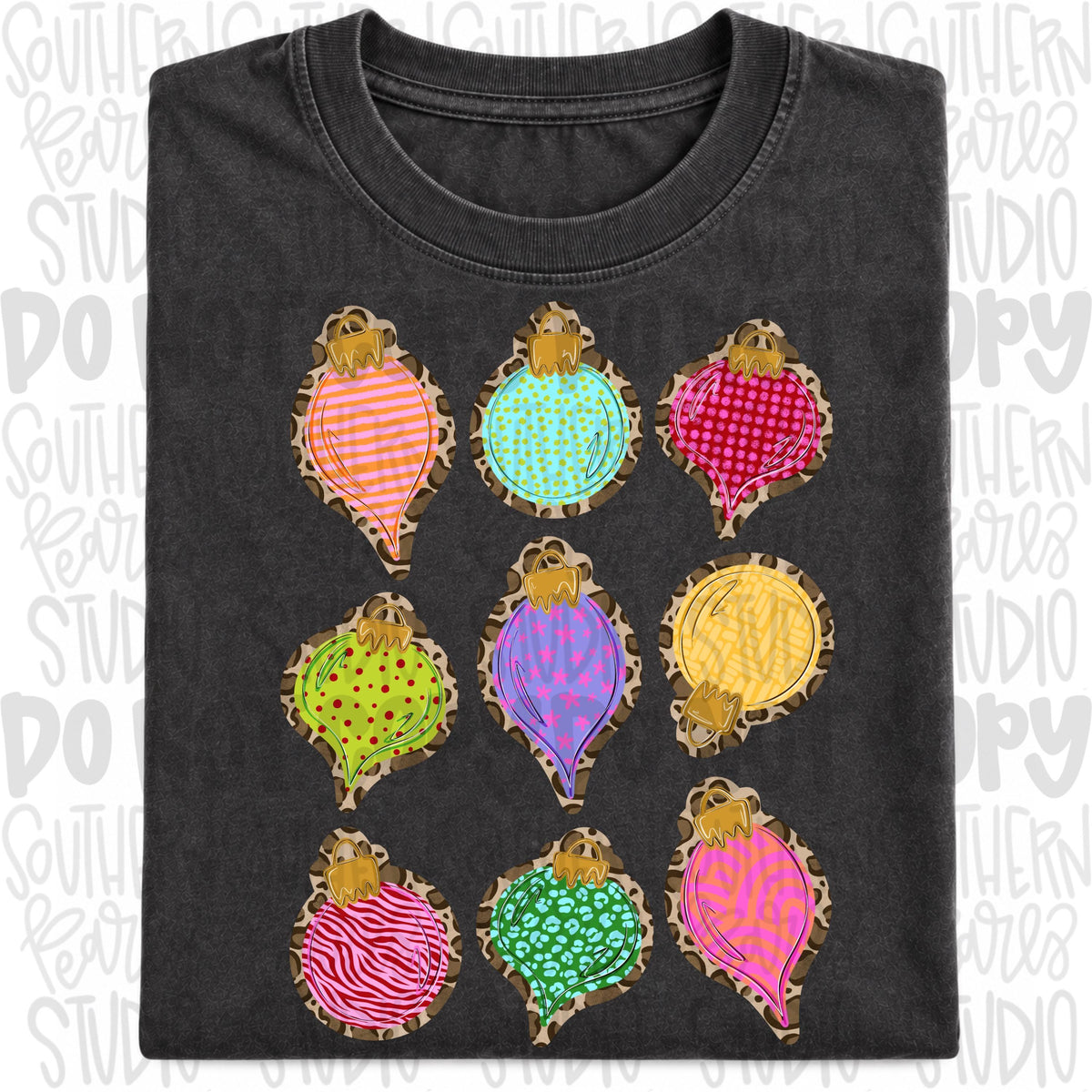 Colorful ornaments png design | Christmas png leopard png | Sublimation Design | Digital Download | Women’s, Kids Shirt PNG