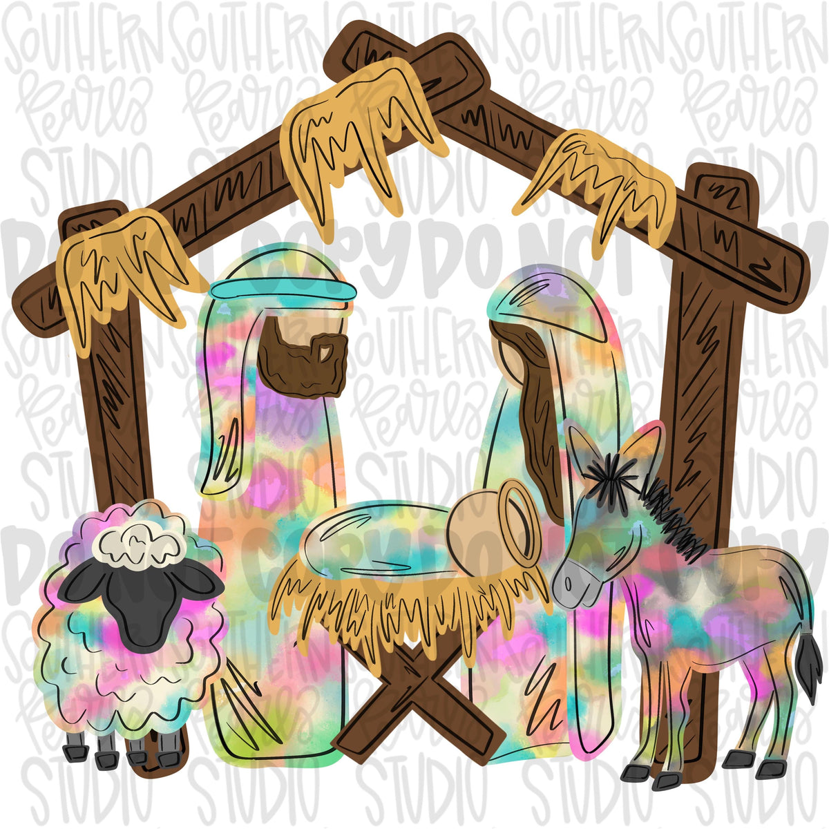 Nativity colorful watercolor png design | Christmas png | Sublimation Design | Digital Download | Womens Kids PNG