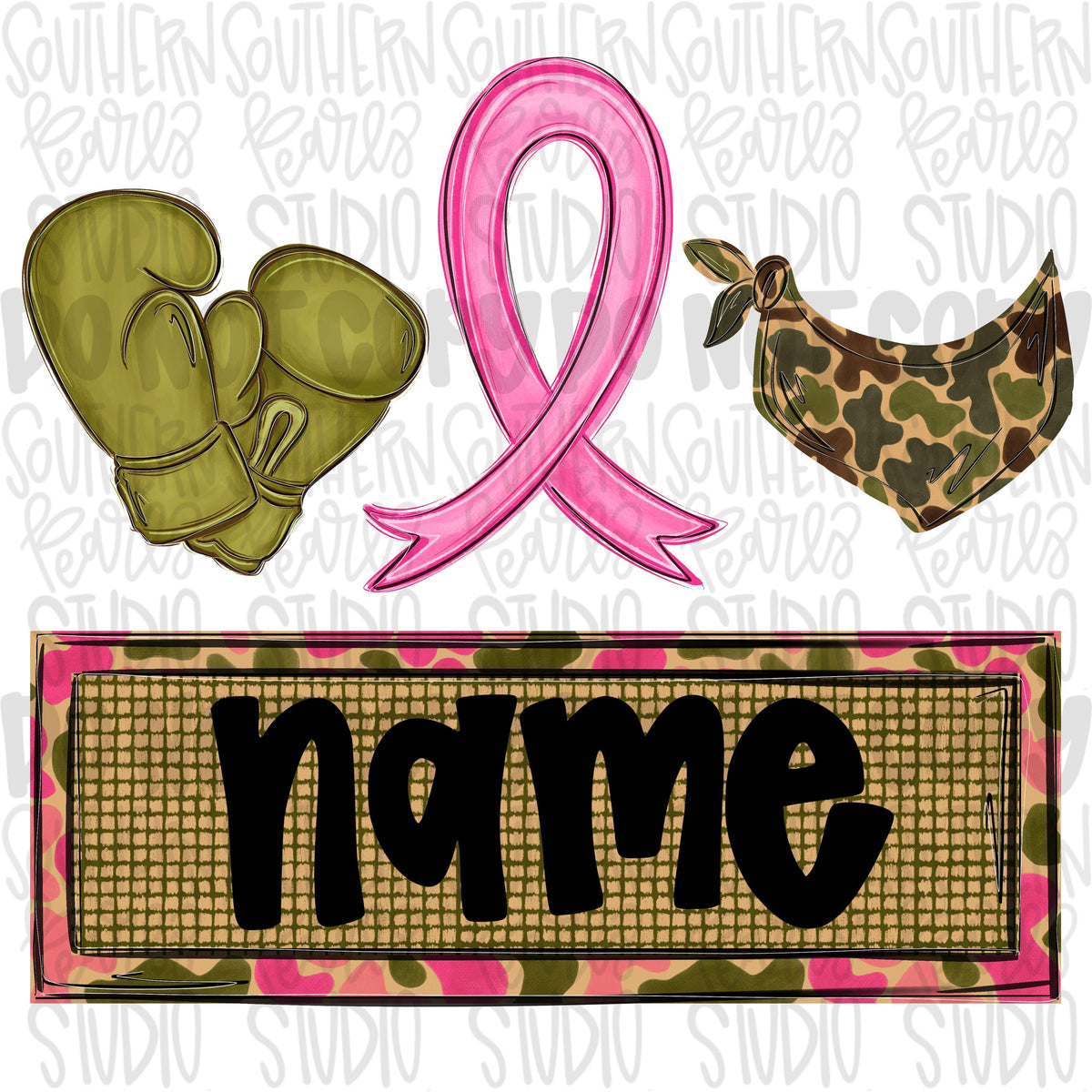 Pink cancer trio for boys camo with name patch | Sublimation Design | Digital Download | Women’s, Kids Shirt PNG