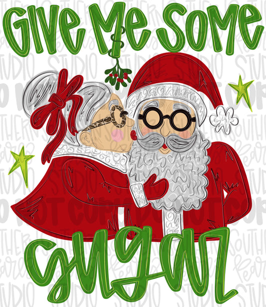 Give me some sugar Mrs clause kissing santa png design | Christmas png | Sublimation Design | Digital Download | Womens, Kids Shirt PNG