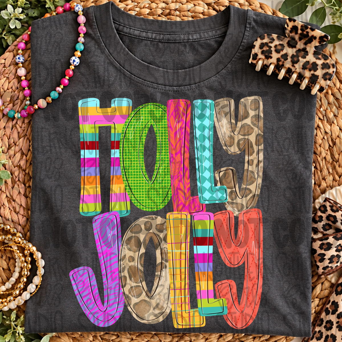 Holly Jolly colorful wording png design | Christmas png | Sublimation Design | Digital Download | Womens, Kids Shirt PNG