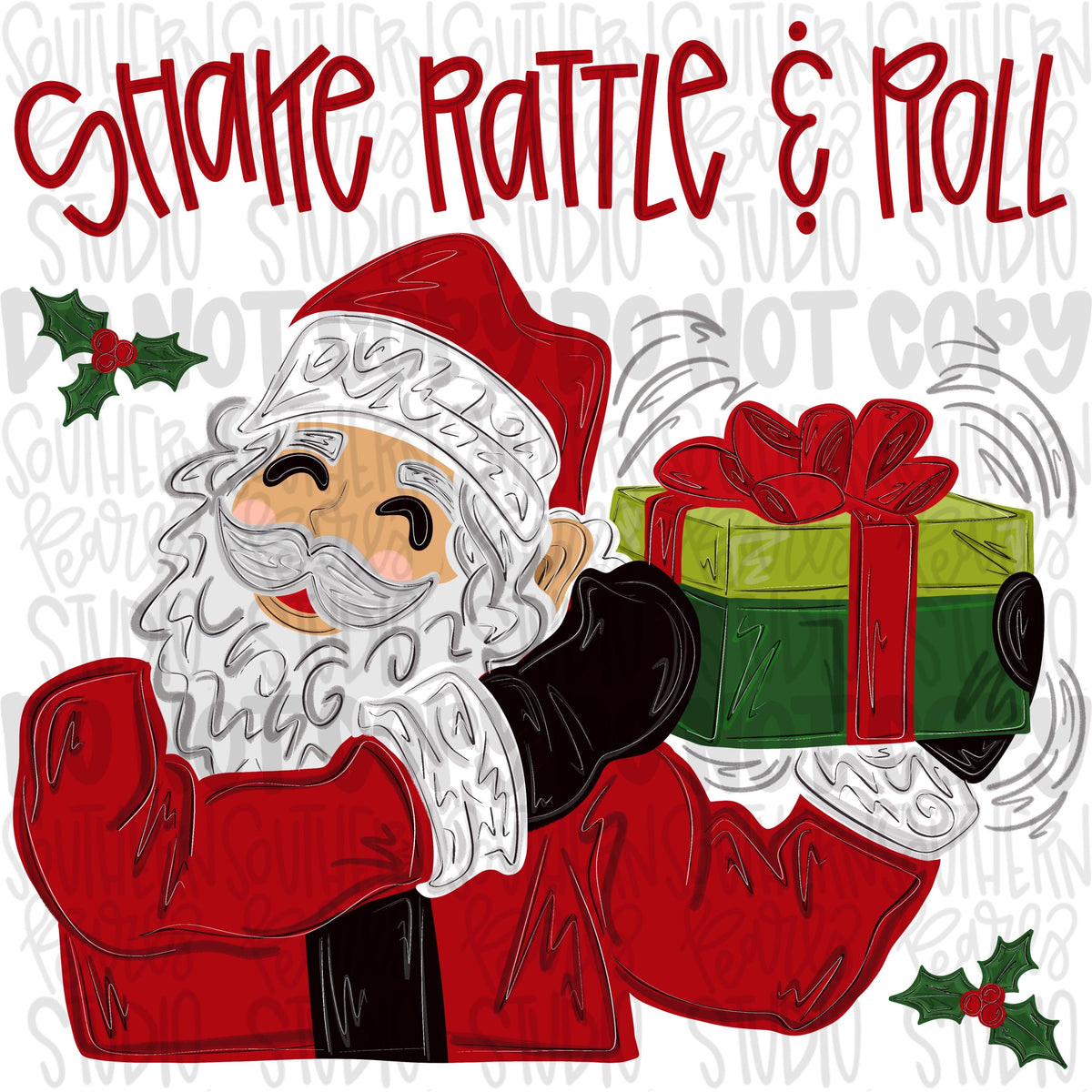 Shake rattle and roll Santa shaking present png design | Christmas png | Sublimation Design | Digital Download | Womens, Kids Shirt PNG