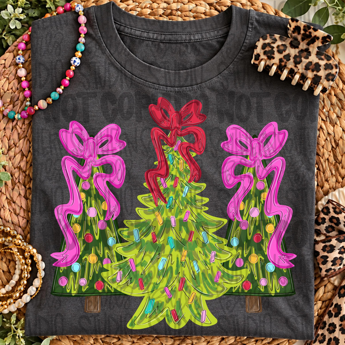 Christmas tree trio with bows png design | coquette png | Christmas png | Sublimation Design | Digital Download | Womens, Kids Shirt PNG