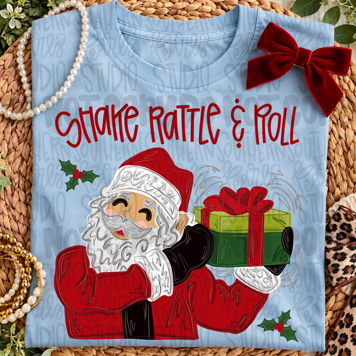 Shake rattle and roll Santa shaking present png design | Christmas png | Sublimation Design | Digital Download | Womens, Kids Shirt PNG