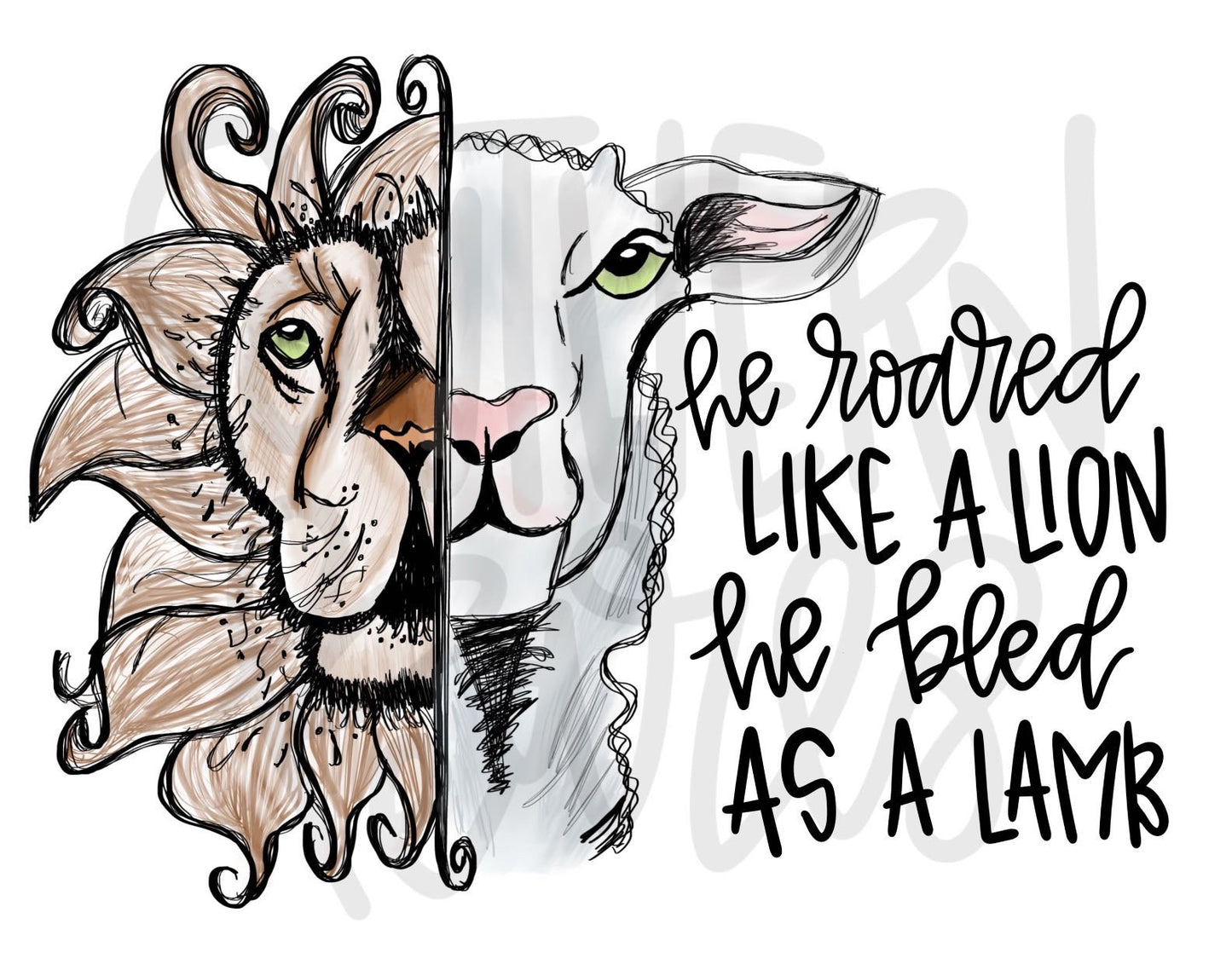 He Roared like a Lion, He Bled As A Lamb | Sublimation Design | Digital Download | Women’s, Kids Shirt PNG