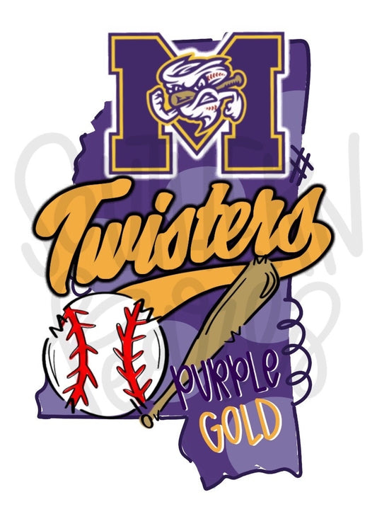 Mississippi Twisters Baseball | Sublimation Design | Digital Download | Women’s, Kids Shirt PNG