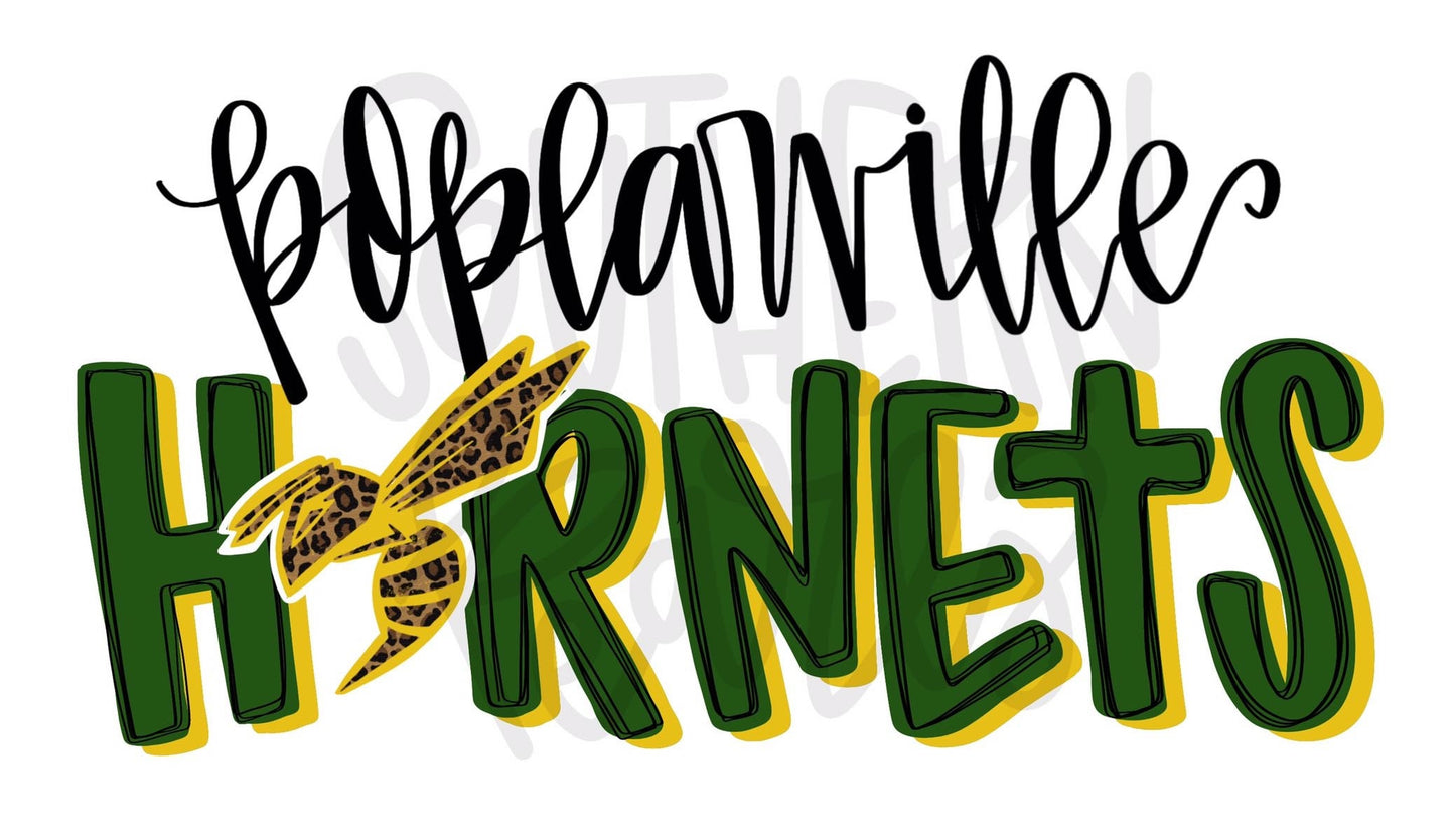 Poplarville Hornets | Sublimation Design | Digital Download | Women’s, Kids Shirt PNG