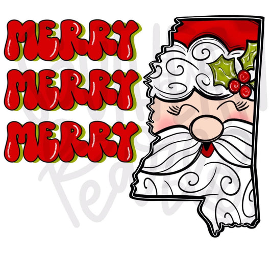 Merry Merry Merry Mississippi | Sublimation Design | Digital Download | Women’s, Kids Shirt PNG