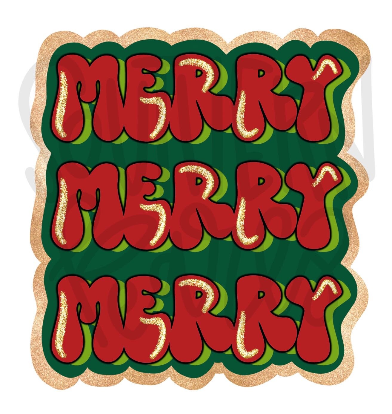 Merry Merry Merry Red & Green | Sublimation Design | Digital Download | Women’s, Kids Shirt PNG