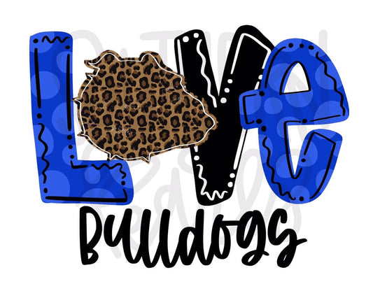 Love Bulldogs | Sublimation Design | Digital Download | Women’s, Kids Shirt PNG