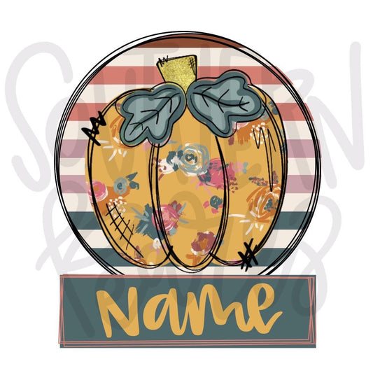 Pumpkin with Name Patch | Sublimation Design | Digital Download | Women’s, Kids Shirt PNG