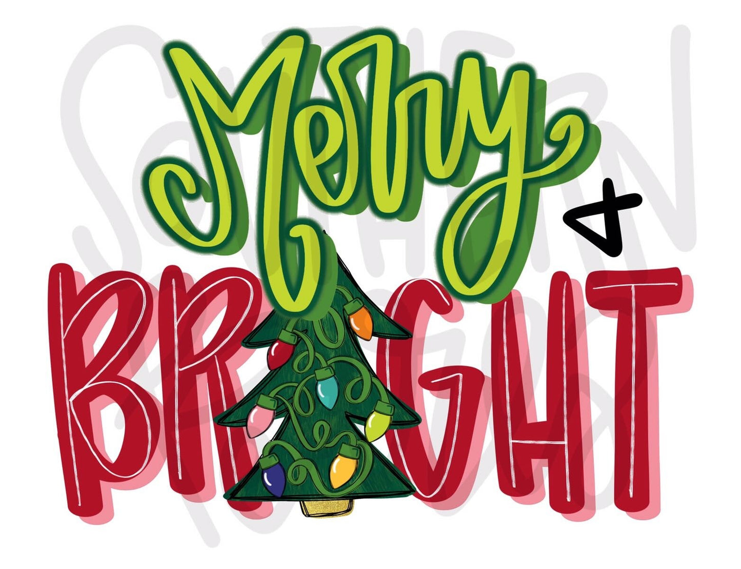 Merry & Bright | Sublimation Design | Digital Download | Women’s, Kids Shirt PNG