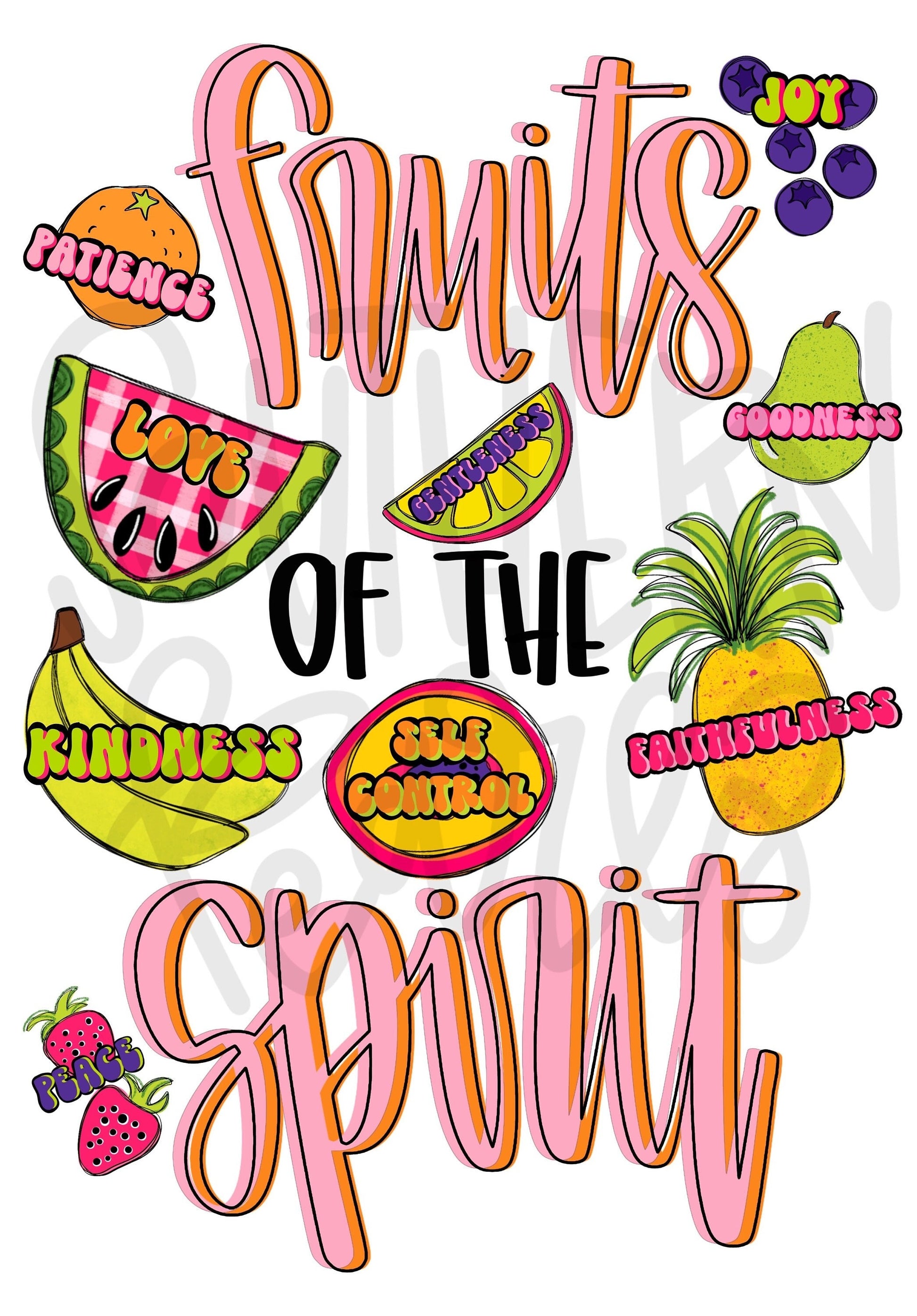 Fruits of the Spirit | Sublimation Design | Digital Download | Women’s, Kids Shirt PNG