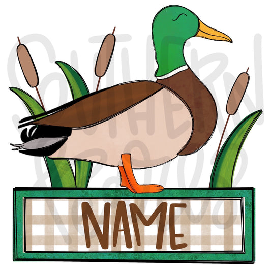 Mallard duck name plate | Sublimation Design | Digital Download | Women’s, Kids Shirt PNG