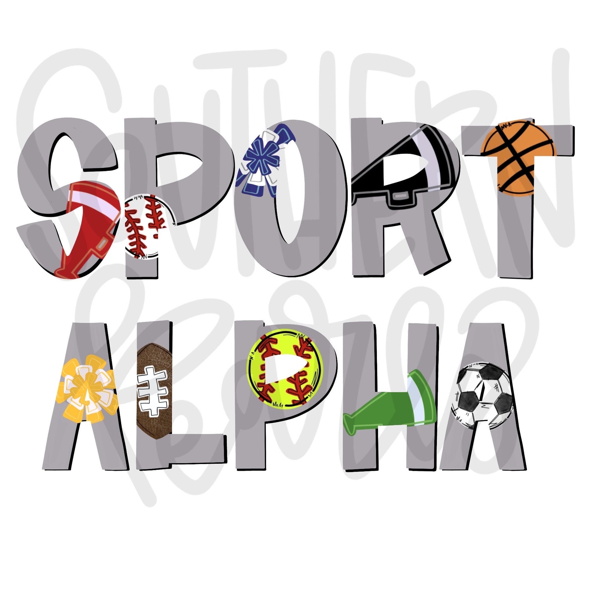 Sports Alphabet Font  | 18 entire alphabets | Sublimation Design | Digital Download | Women’s, Kids Shirt PNG