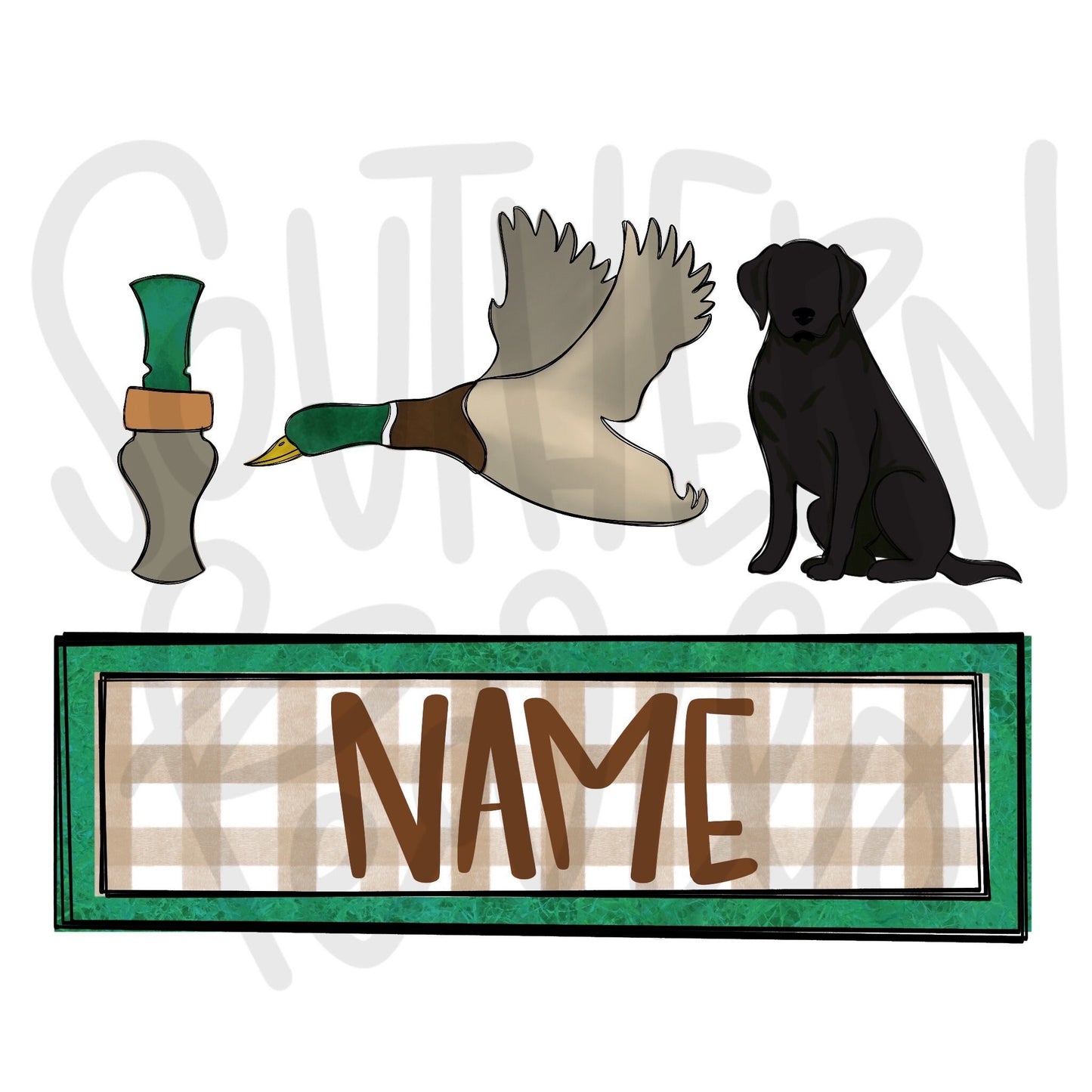 Mallard duck hunting black lab name plate | Sublimation Design | Digital Download | Women’s, Kids Shirt PNG