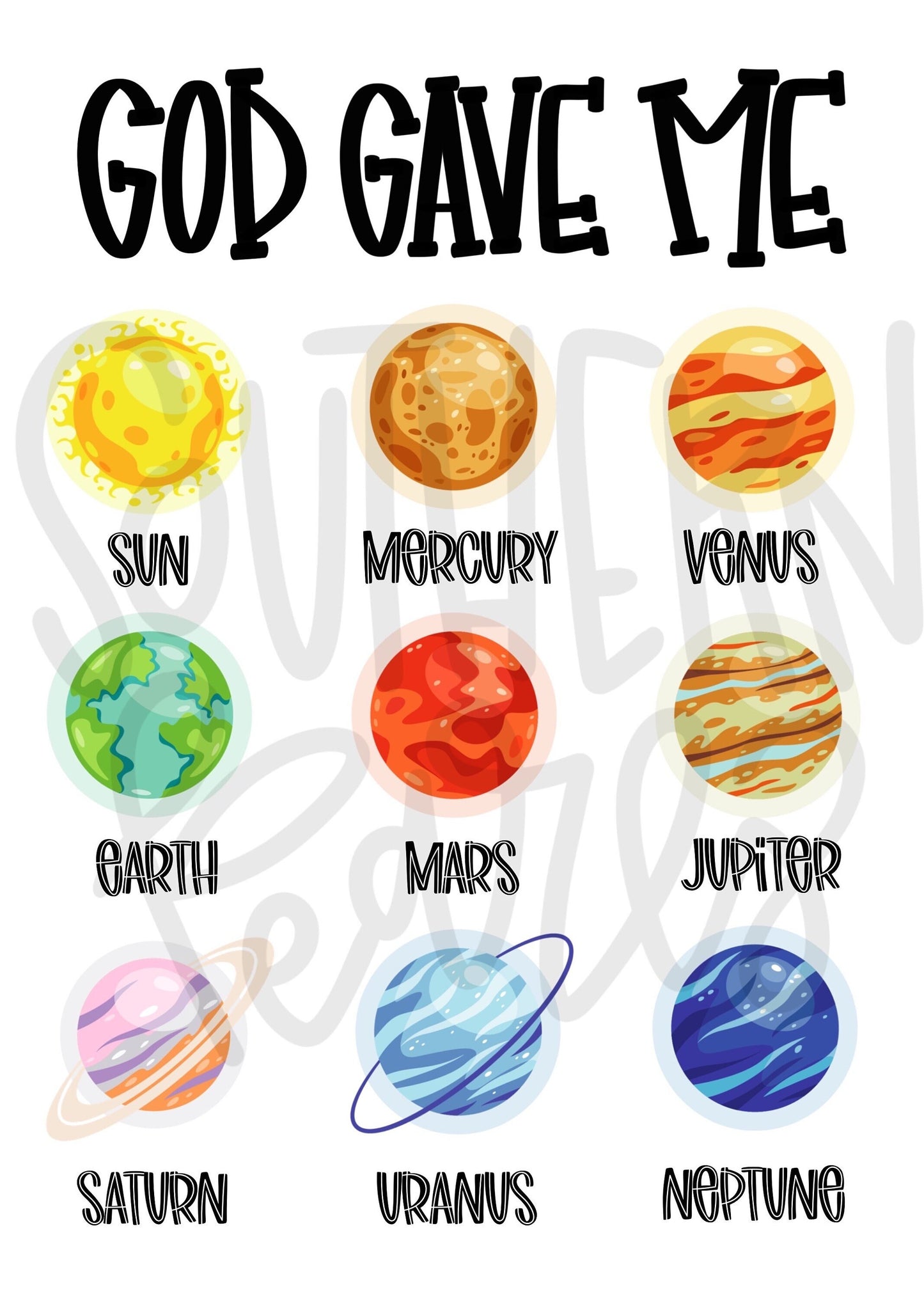 God Gave Me Planets| Sublimation Design | Digital Download | Women’s, Kids Shirt PNG