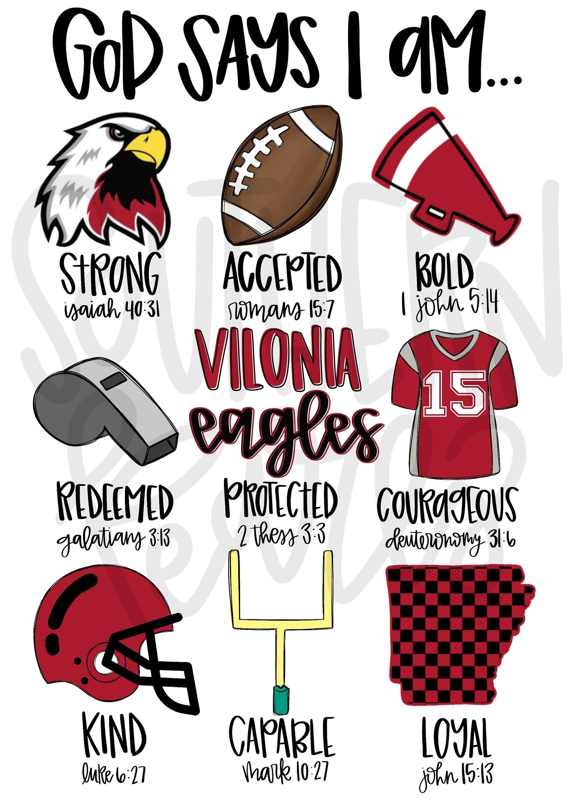 Vilonia Eagles Football | God says i am | Sublimation Design | Digital Download | Women’s, Kids Shirt PNG