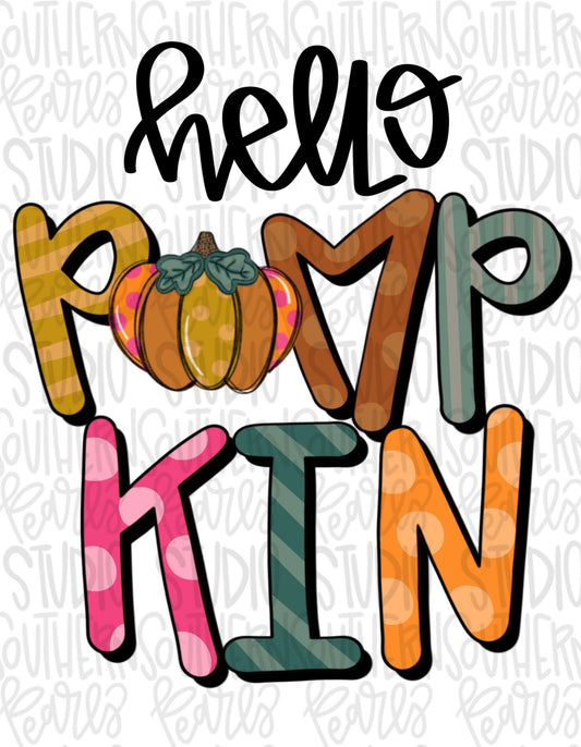 Hello Pumpkin | Sublimation Design | Digital Download | Women’s, Kids Shirt PNG