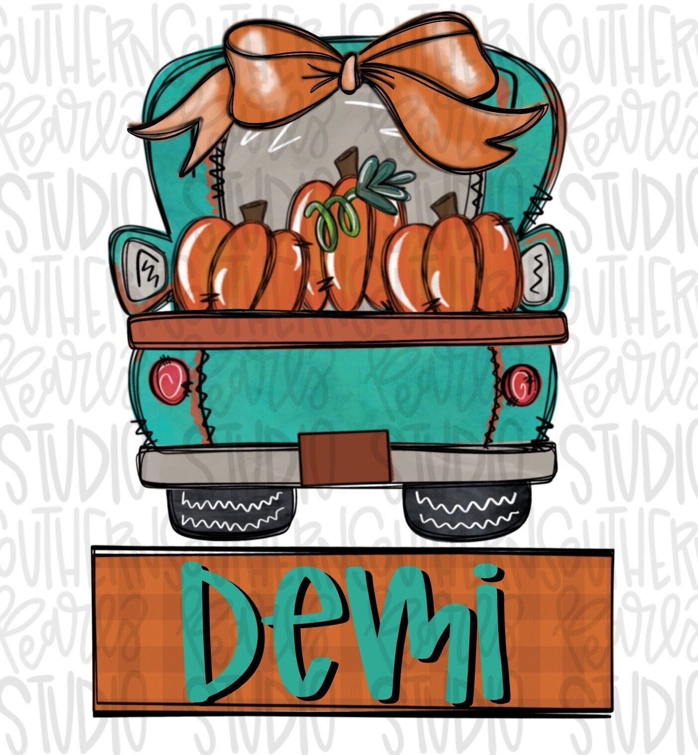 Truck full of Pumpkins with Name Patch | Sublimation Design | Digital Download | Women’s, Kids Shirt PNG