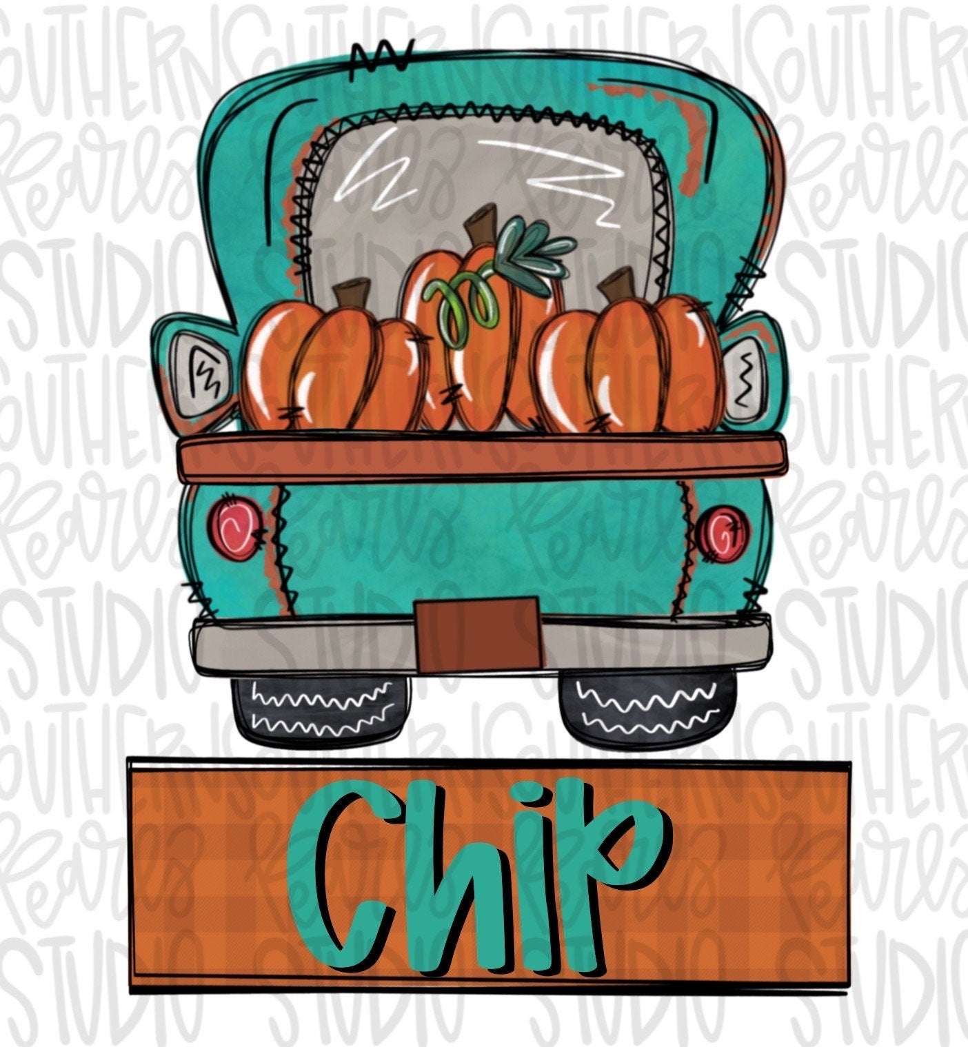 Truck full of Pumpkins with Name Patch | Sublimation Design | Digital Download | Women’s, Kids Shirt PNG