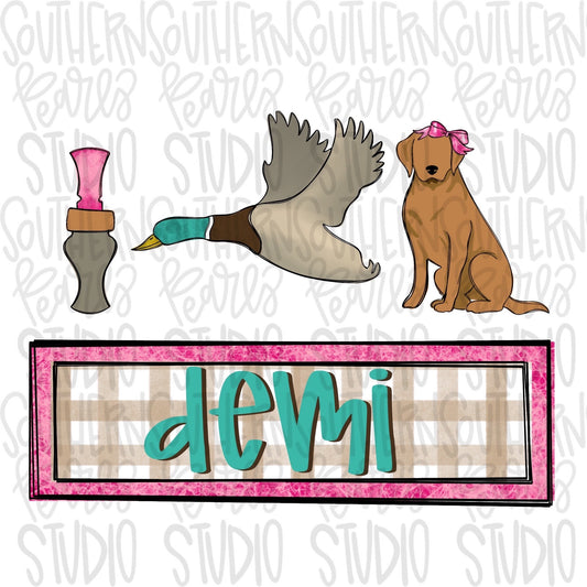 Mallard duck hunting name plate | Girl version | Sublimation Design | Digital Download | Women’s, Kids Shirt PNG