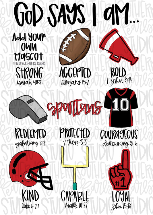 God says I am FOOTBALL | PNG | Sublimation | Design Download