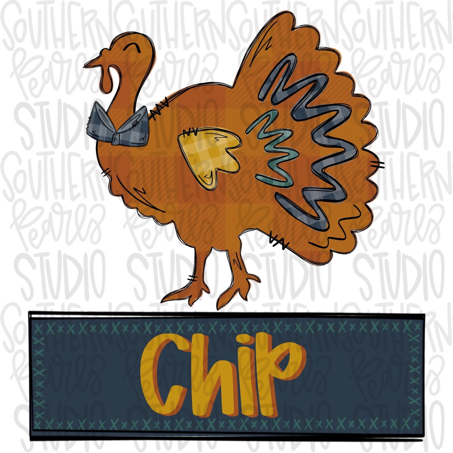 Turkey with Name Patch | Sublimation Design | Digital Download | Women’s, Kids Shirt PNG