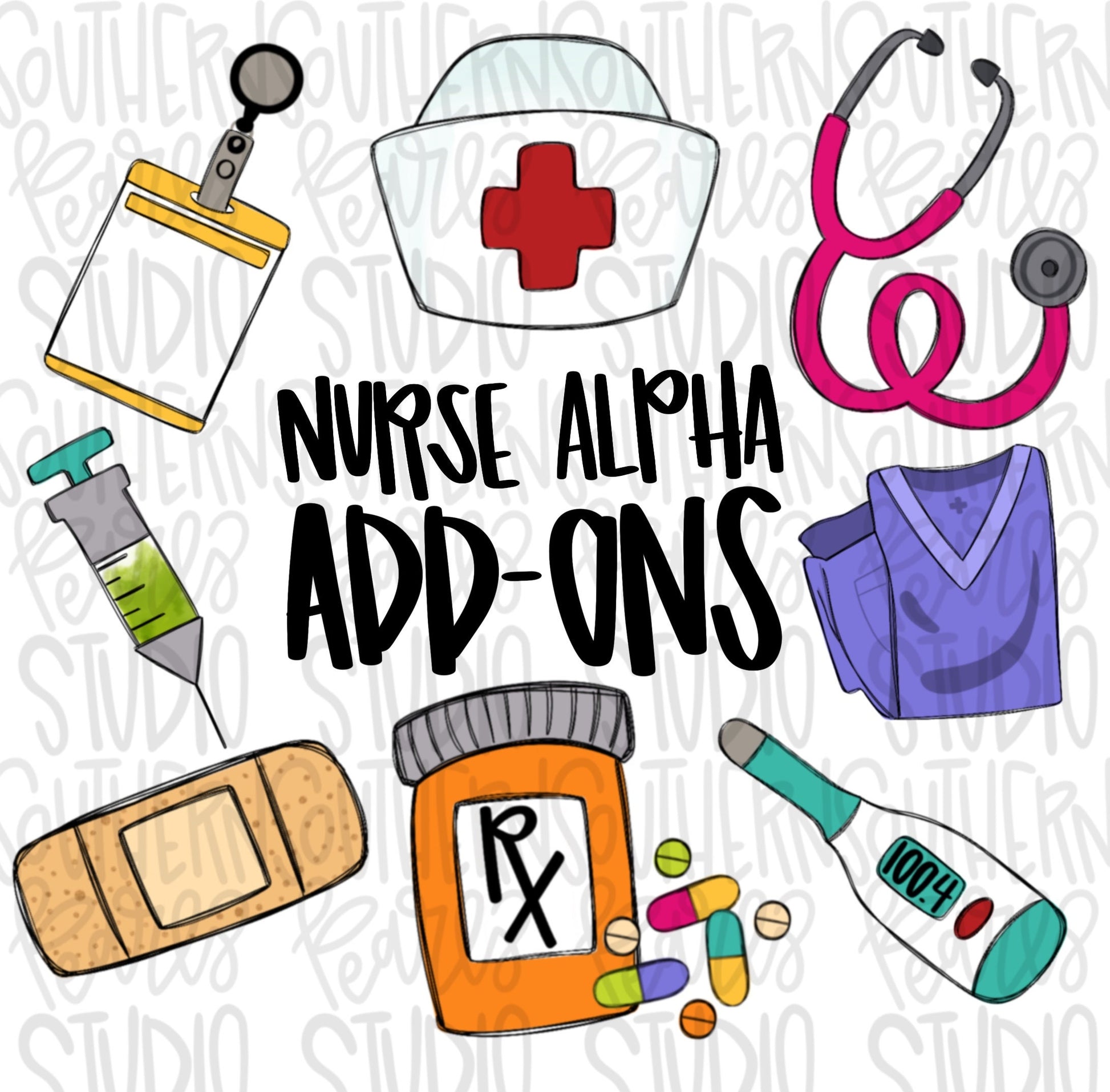 Nurse items Add-Ons for School Alpha | Teacher Alphabet Design | Sublimation Design | Digital Download | Women’s, Kids Shirt PNG